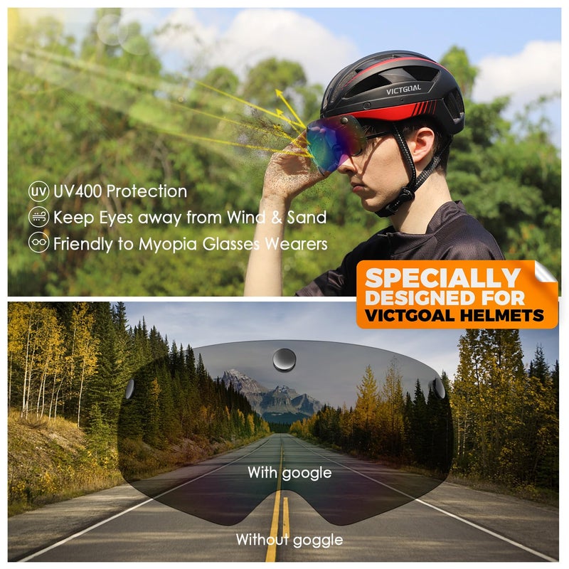 VICTGOAL Detachable Magnetic Bike Helmet Goggles Visor Especially Deisgned for VG110/VG112 Bicycle Helmet (Colorful) - Image 3